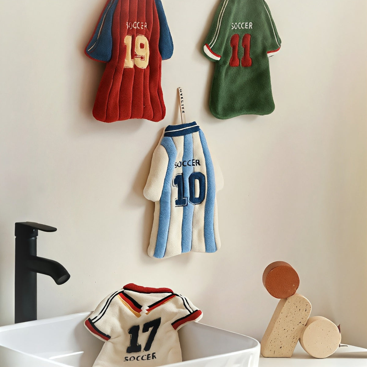 Cartoon Face Soccer Jersey Hand Towel - Assorted