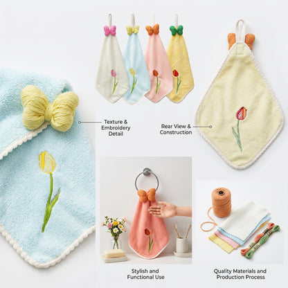 Cartoon Face Tulip Bow Towel - Assorted