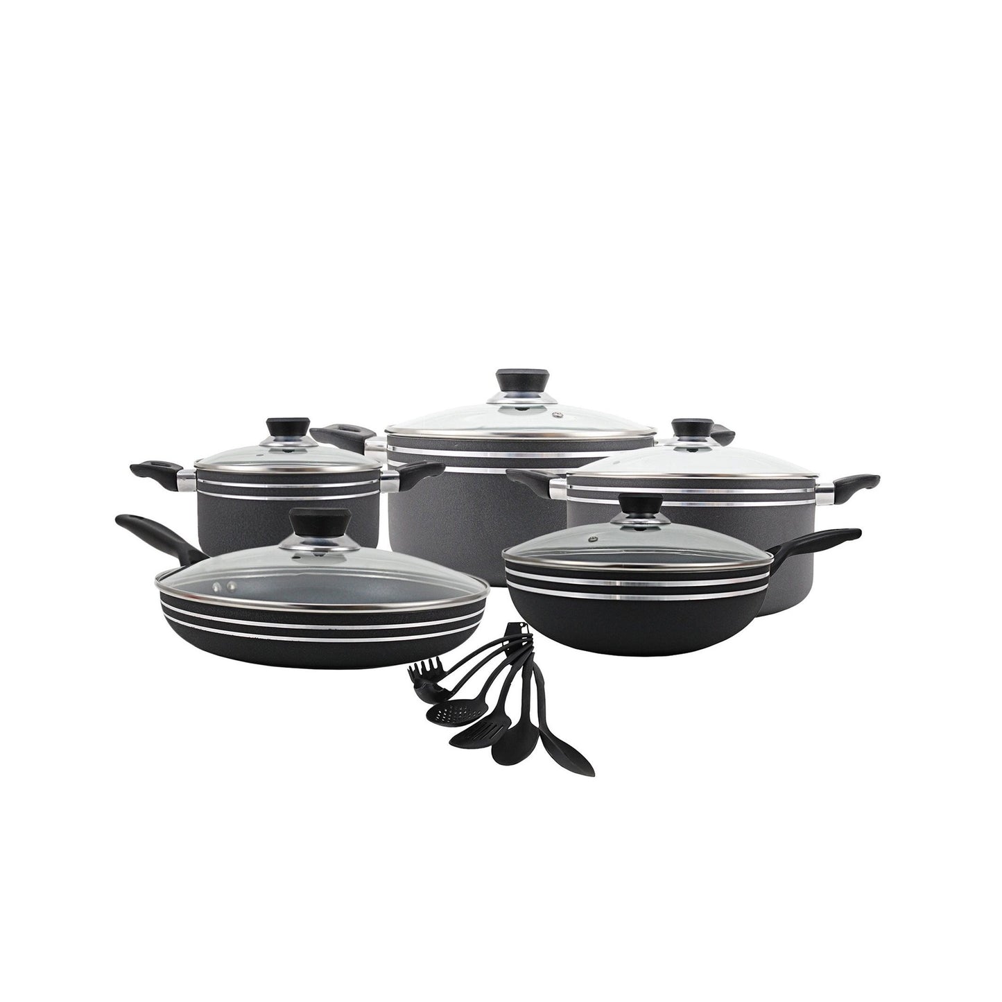 Casio 16 Piece Non-stick Pot Set Black