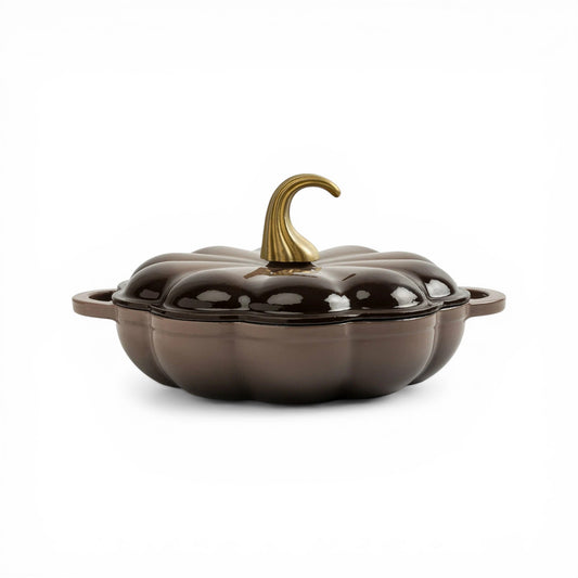 CH 26cm Cast Iron Pumpkin Pot Brown