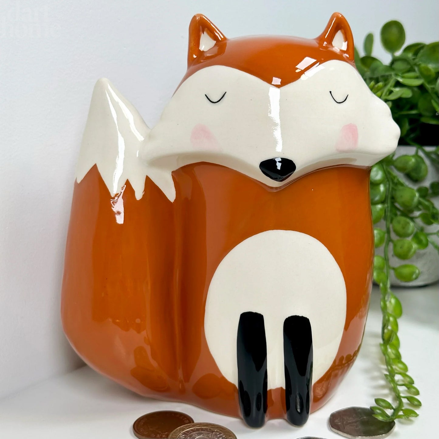 Fox Ceramic Money Box Brown