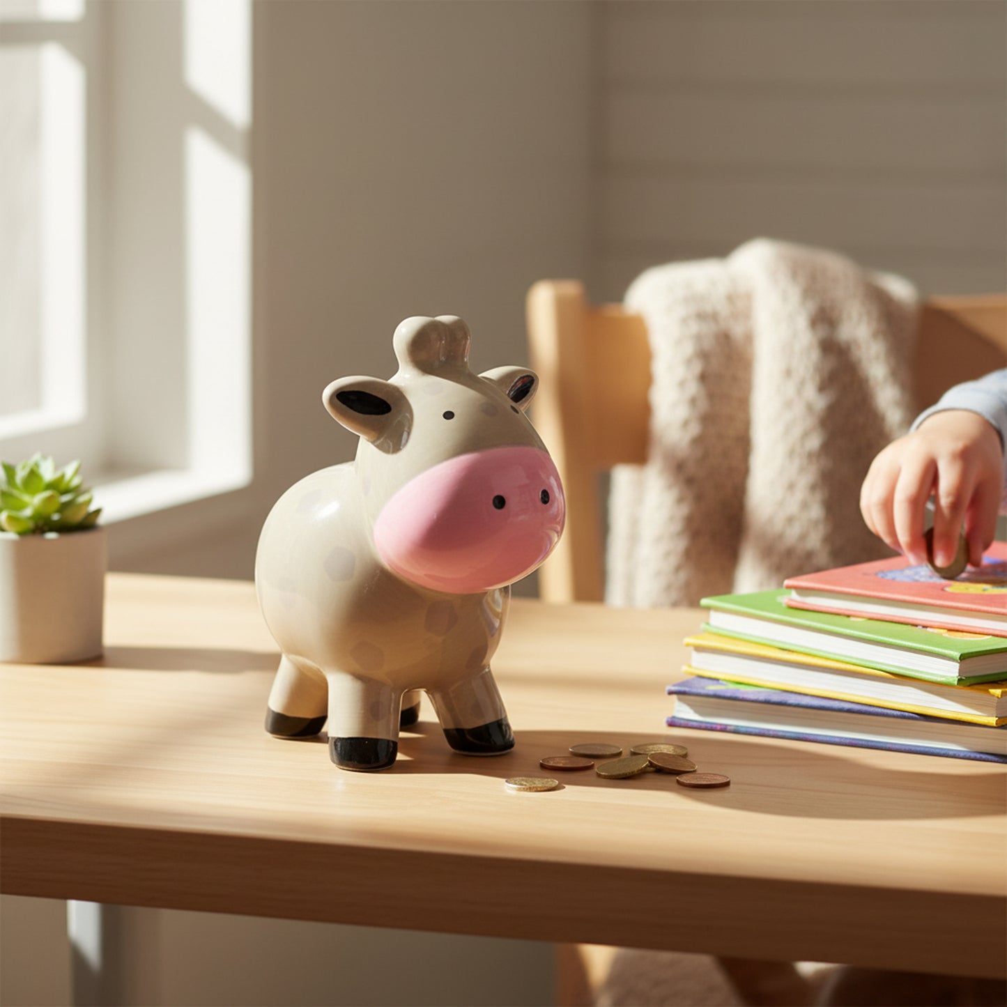 Cow Ceramic Money Bank Grey