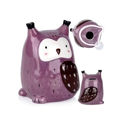 Owl Ceramic Money Box Purple
