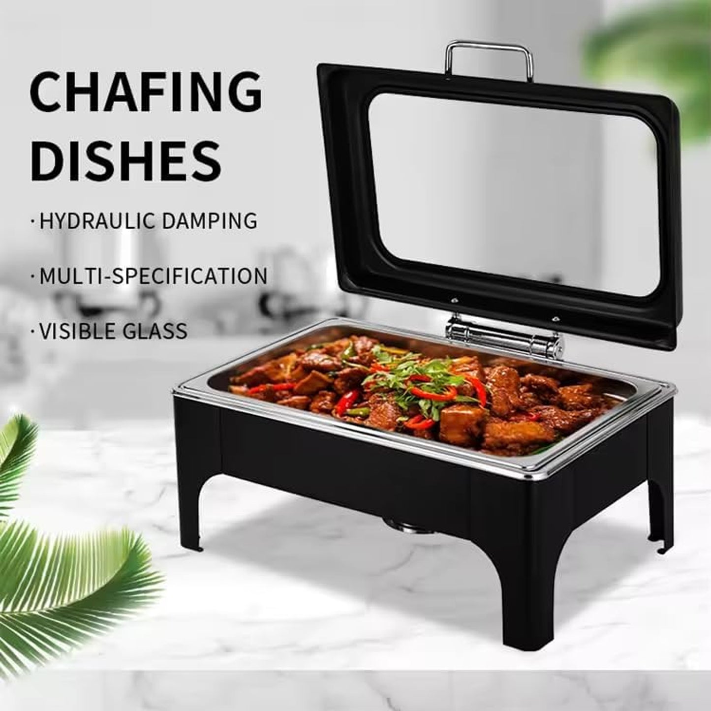 Kitchen Life Luxury Chafing Dish Buffet Set Matte Black