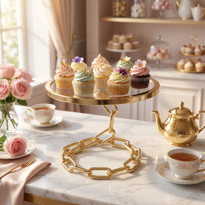 3 Piece Chain Design Cake Stand Set Gold