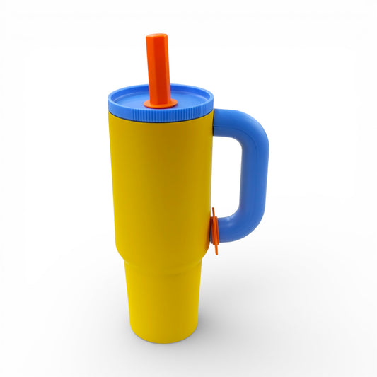 1.2Lt Flask with Straw Blue & Yellow