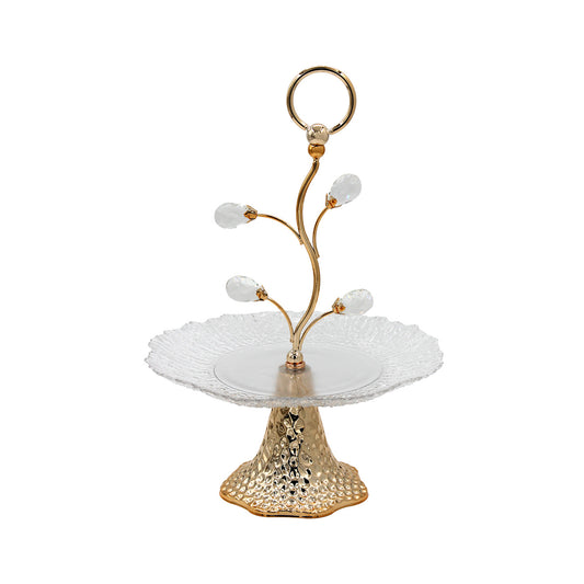 Glass Dessert Server with Metal Base Gold