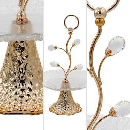 Glass Dessert Server with Metal Base Gold