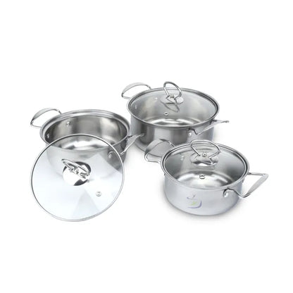 First Home Range 6 Piece Stainless Steel Pot Set Silver