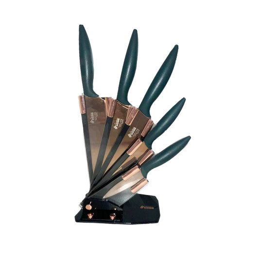First Home Range 6 Piece Knife Block Set Green