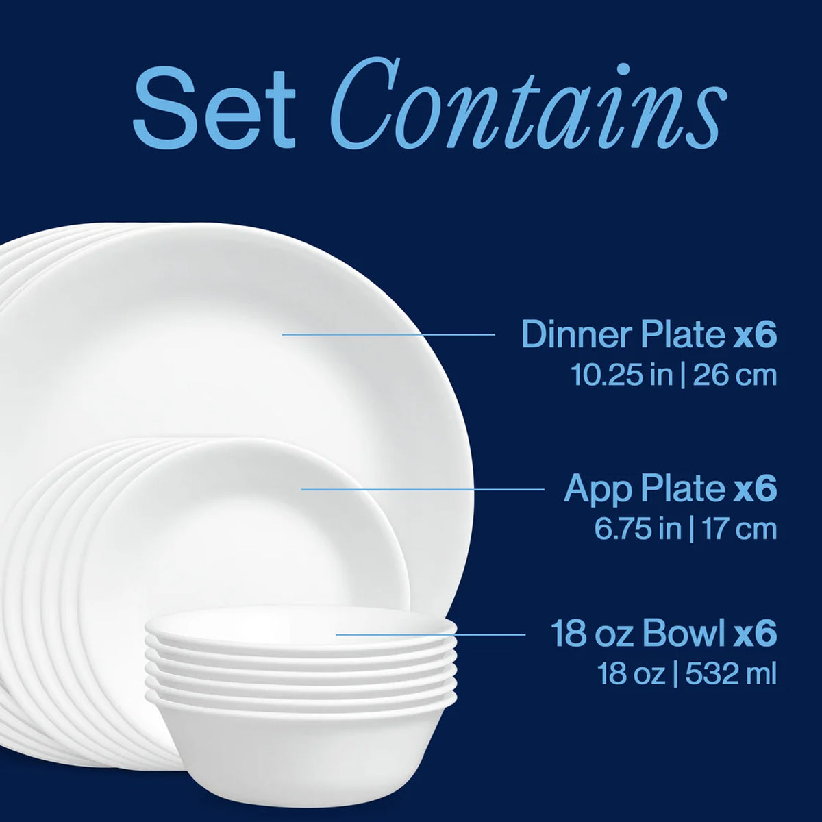 Corelle Winter Frost White 18 Piece Dinner Set
