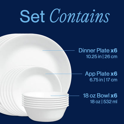 Corelle Winter Frost White 18 Piece Dinner Set