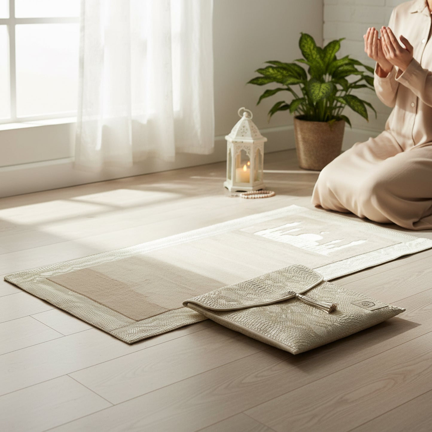 Musallah with Leather Bag Cream