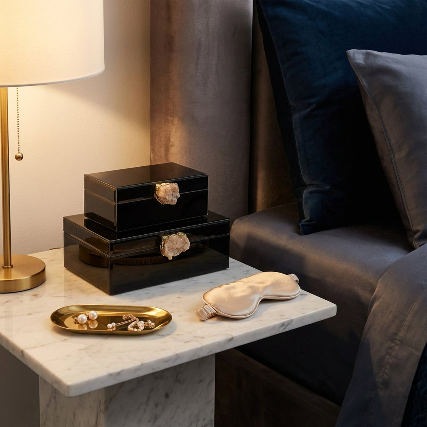 2 Piece Jewellery Box Set Black