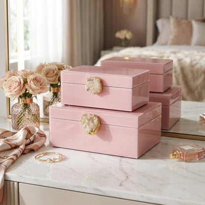2 Piece Jewellery Box Set Pink
