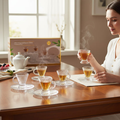 Kitchen Life 12 Piece Cup & Saucer Set Clear