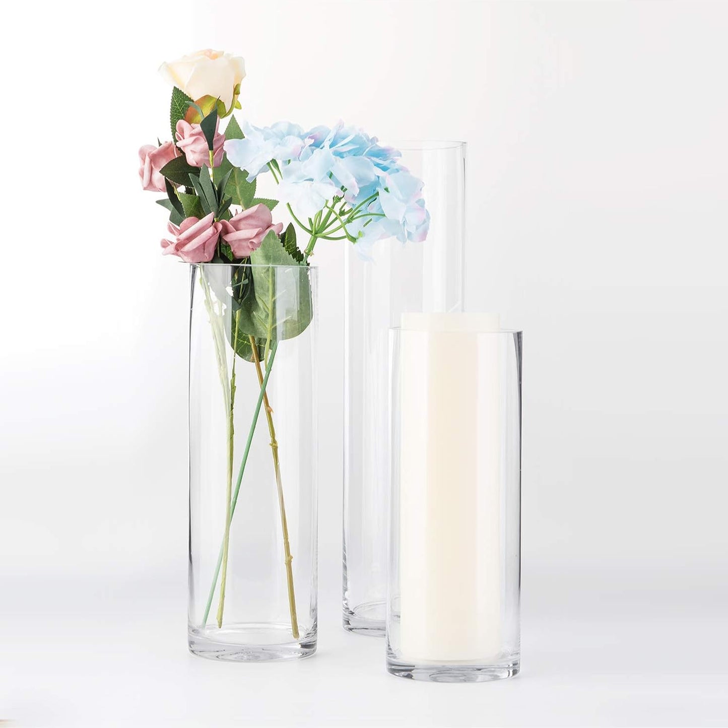 Urban Decor 20cm Cylinder Vase Clear