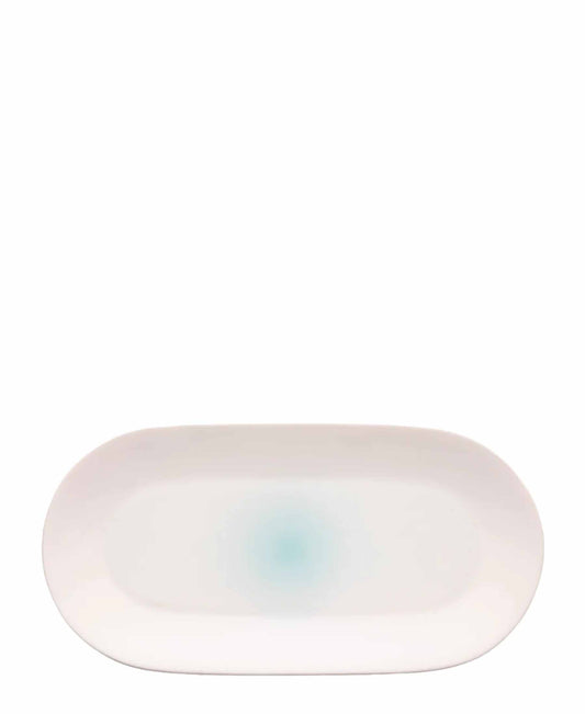 Jenna Clifford 32.5cm Aqua Oval Platter - White