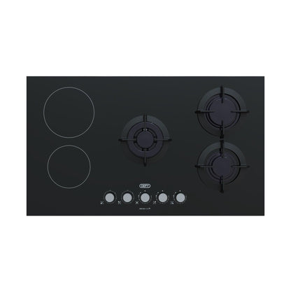 Defy 90cm Hybrid Gas and Electric Hob Black - DHG902