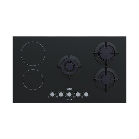 Defy 90cm Hybrid Gas and Electric Hob Black - DHG902