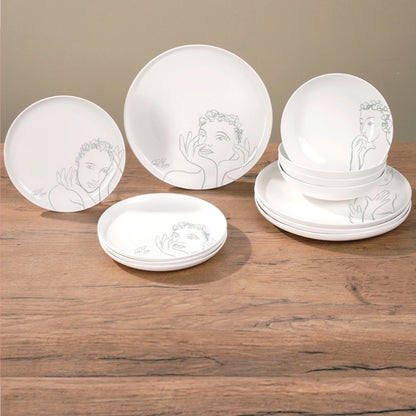 Carrol Boyes Sketchbook Grey 12 Piece Dinner Set White