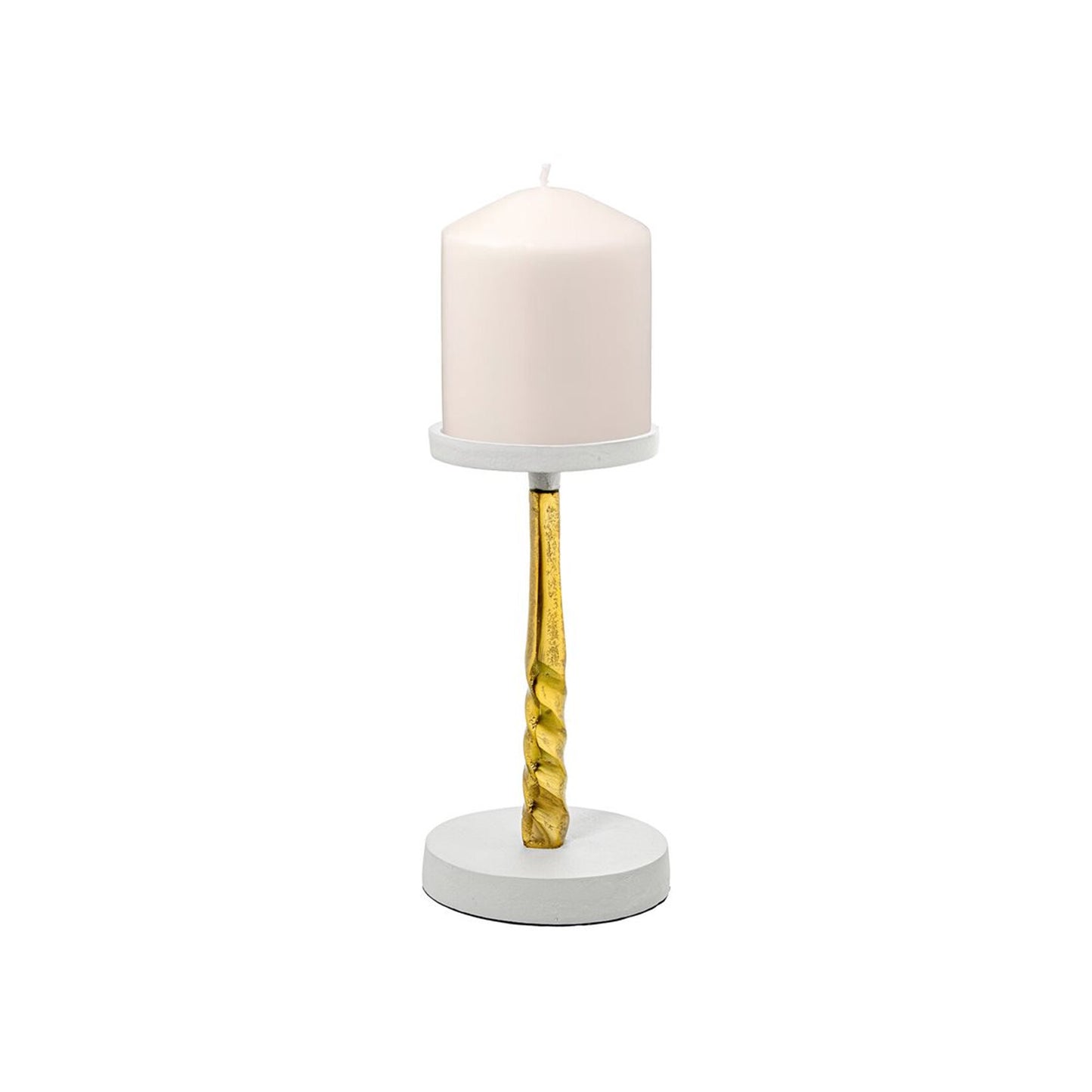 Urban Decor 21cm Pillar Candle Holder Gold & White