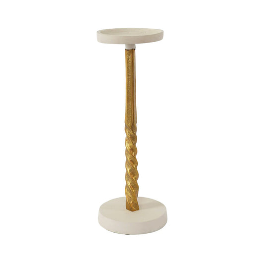 Urban Decor 31cm Pillar Candle Holder Gold & White