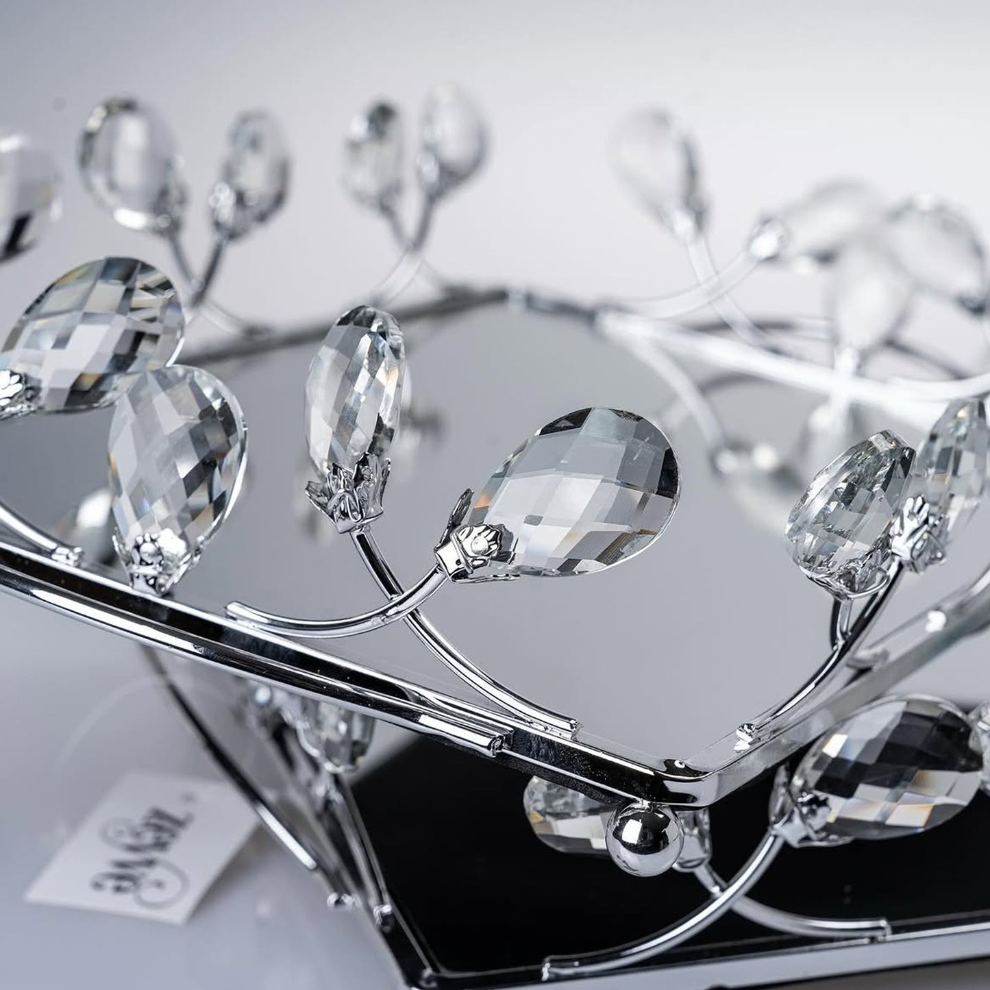 2 Piece Rectangular Mirror Tray Set Silver