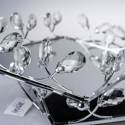 2 Piece Rectangular Mirror Tray Set Silver