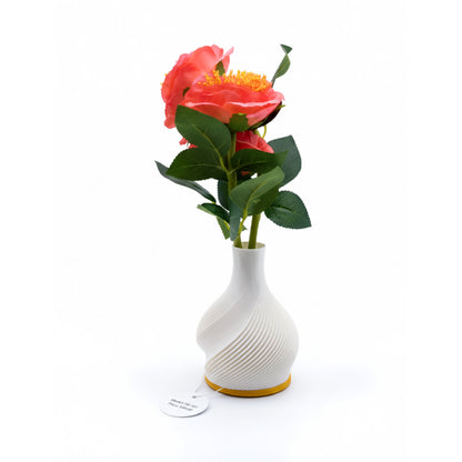 Vase with Orange Flowers & LED Lights White