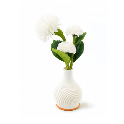 Vase with White Flowers & LED Lights White