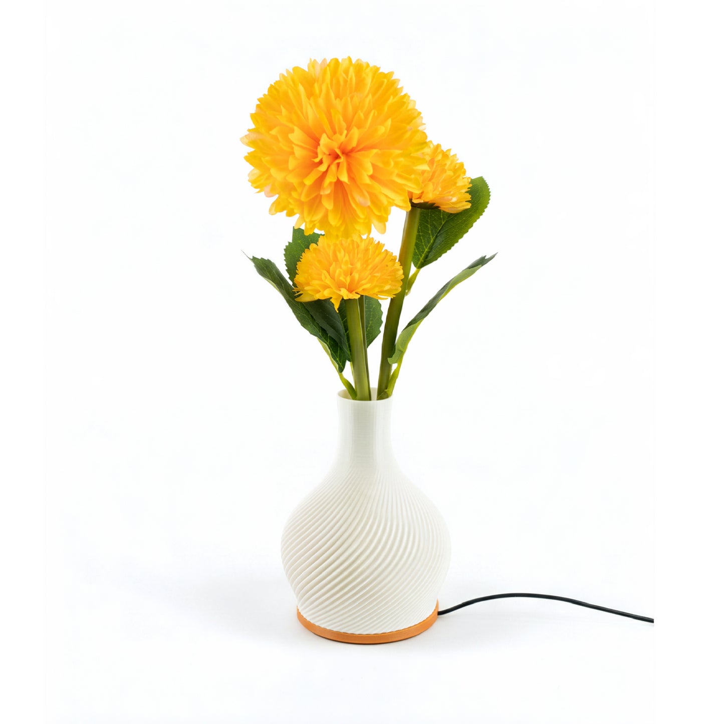 Vase with Yellow Flowers & LED Lights White
