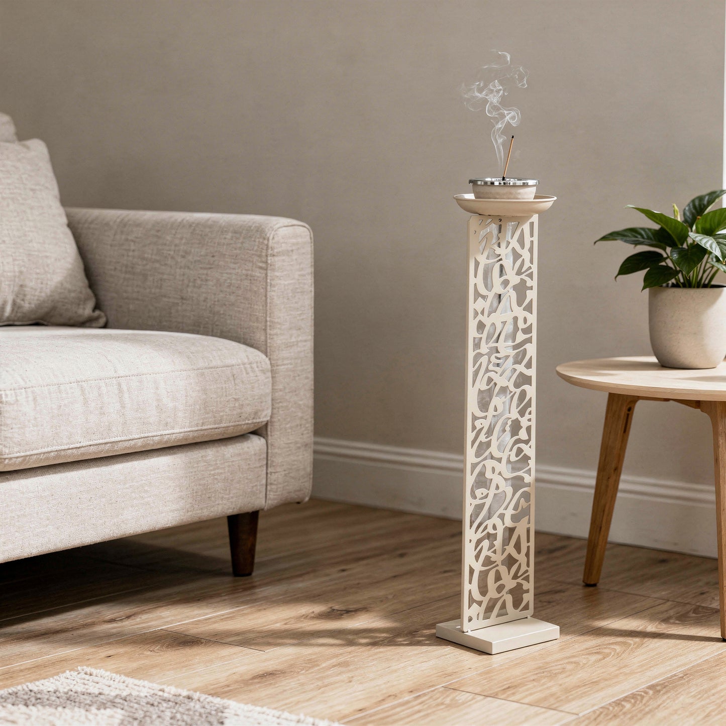 Calligraphy Design Incense Burner Beige