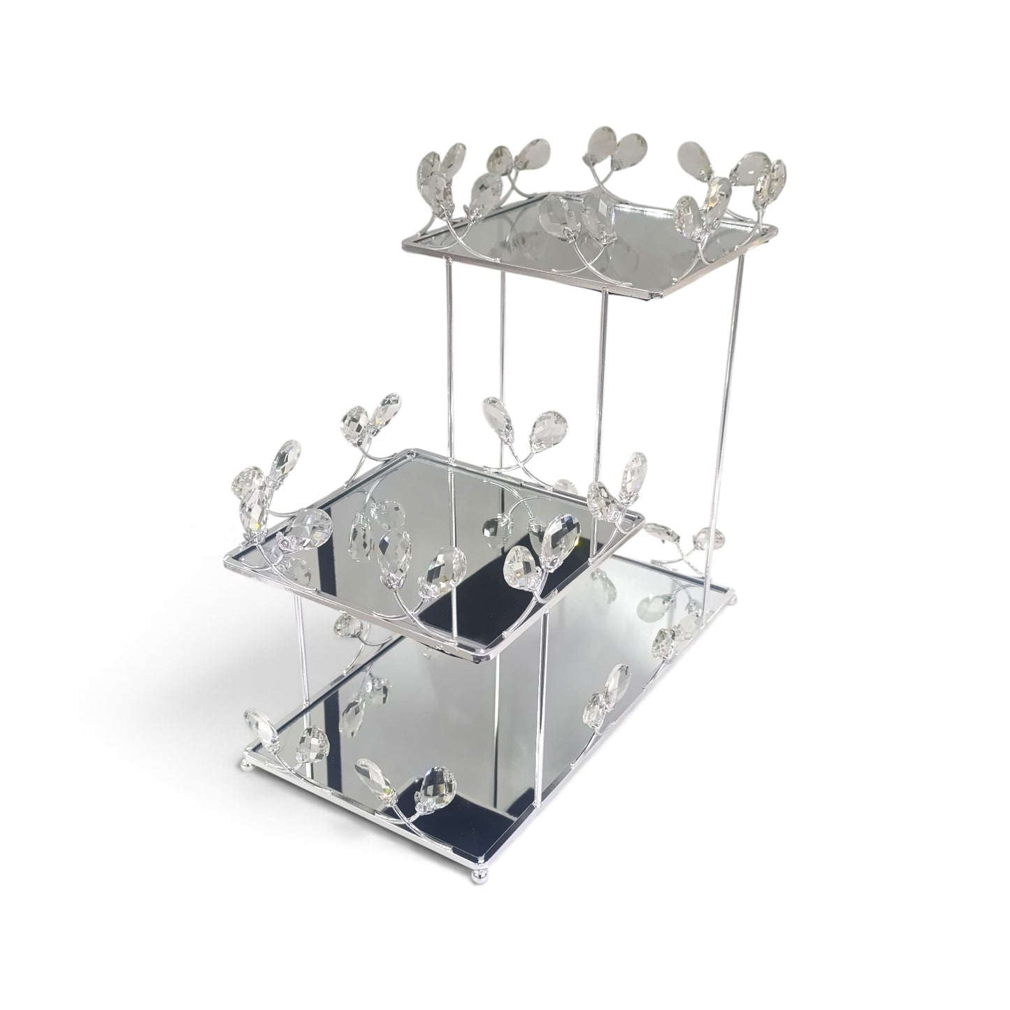 3 Tier Mirror Dessert Stand Silver