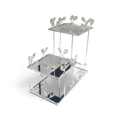 3 Tier Mirror Dessert Stand Silver