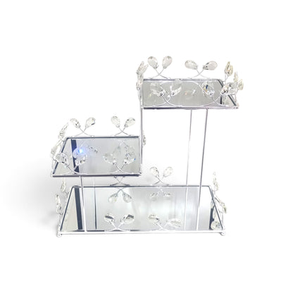 3 Tier Mirror Dessert Stand Silver
