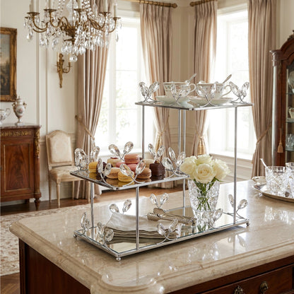 3 Tier Mirror Dessert Stand Silver
