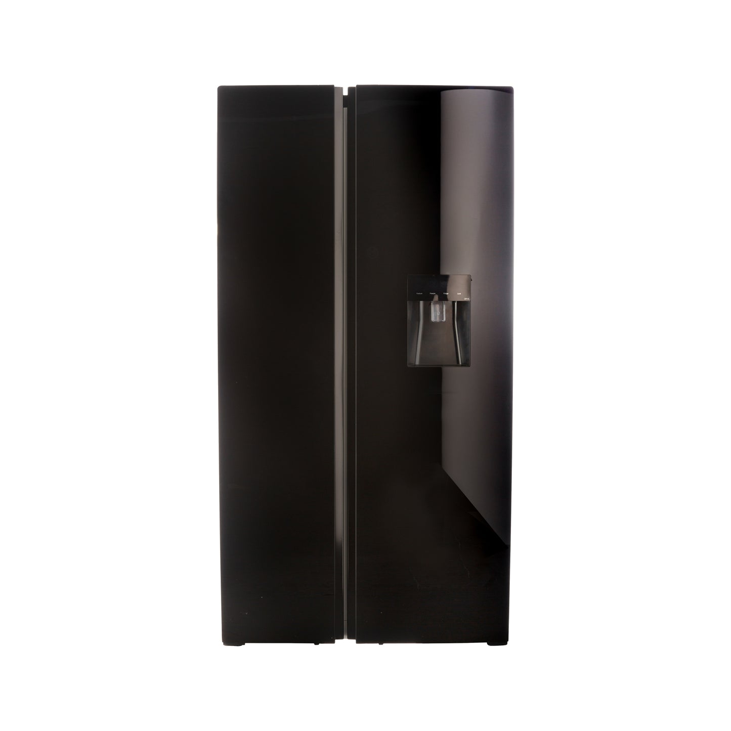 Defy 496Lt Black Glass Side by Side Fridge Black