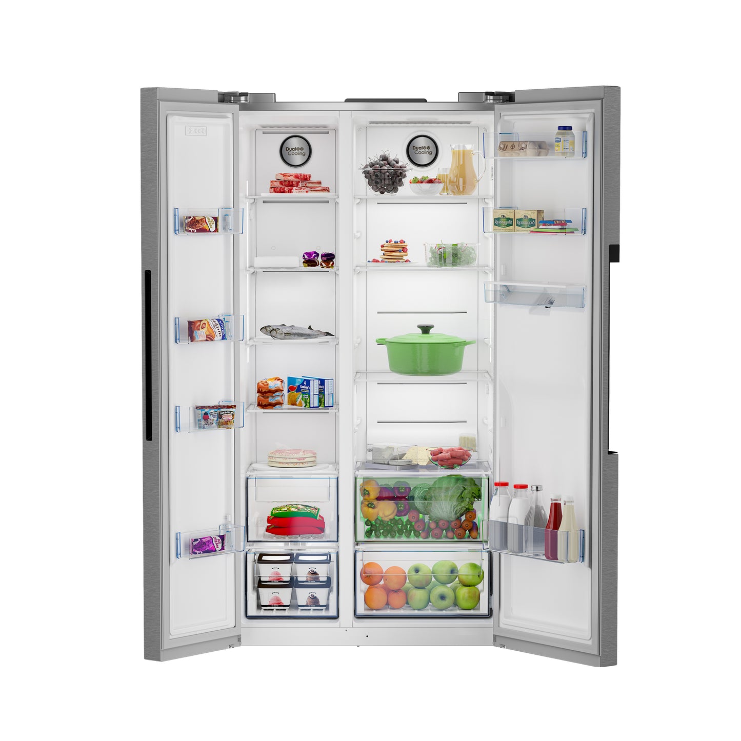 Defy 614L Naturelight Side by Side Fridge Freezer Silver