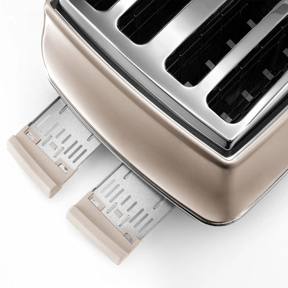 Delonghi 4 Slice Icona Metallics Toaster Beige