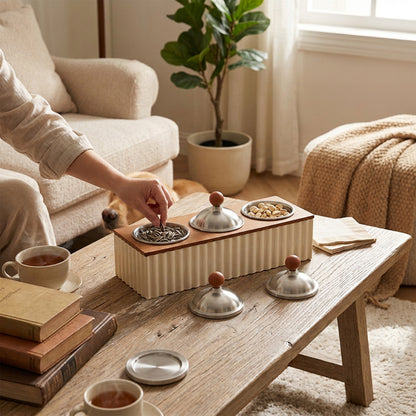 3 Compartment Dessert Server Cream