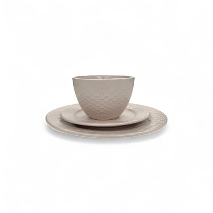 Kitchen Life 12 Piece Honeycomb Dinner Set Beige