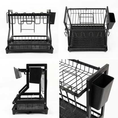 2 Tier Dish Rack Black