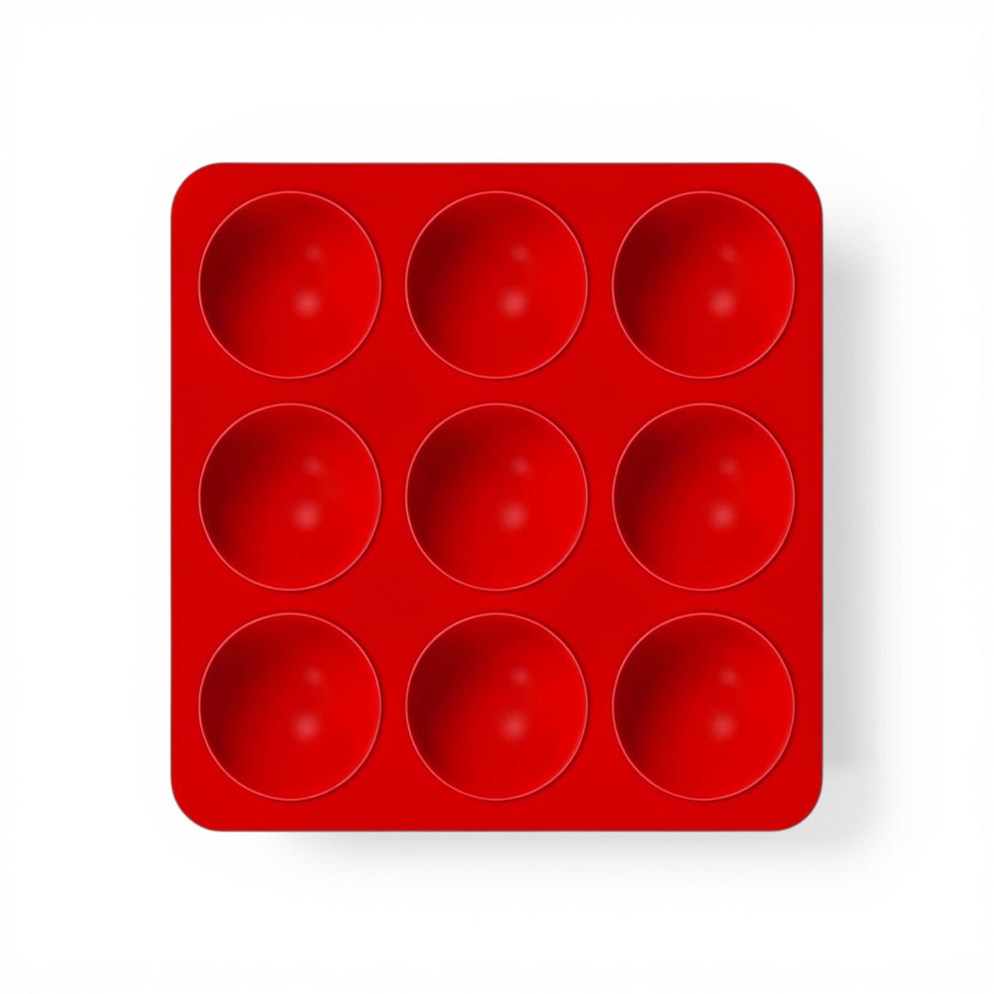 9 Hole Silicone Muffin Pan Red