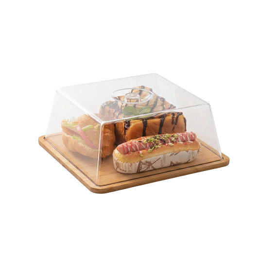 Bamboo Cheese Board with Dome Clear