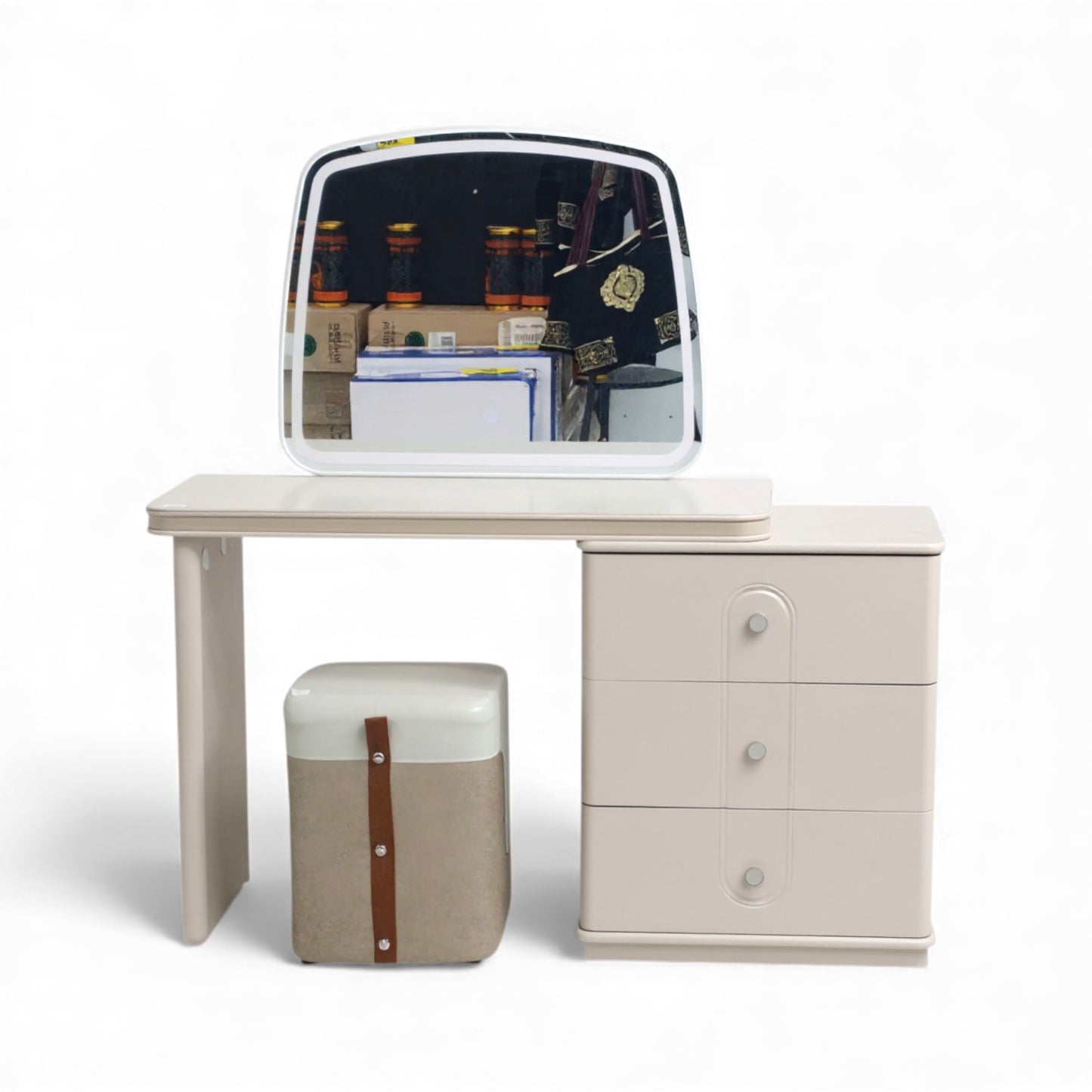 Dresser Table Cream LED Mirror With Stool  8522