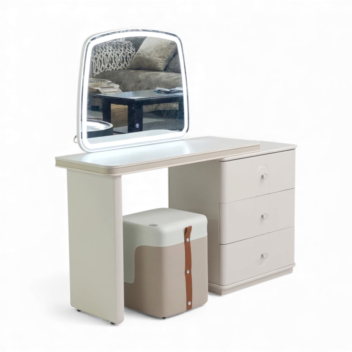 Dresser Table Cream LED Mirror With Stool  8522
