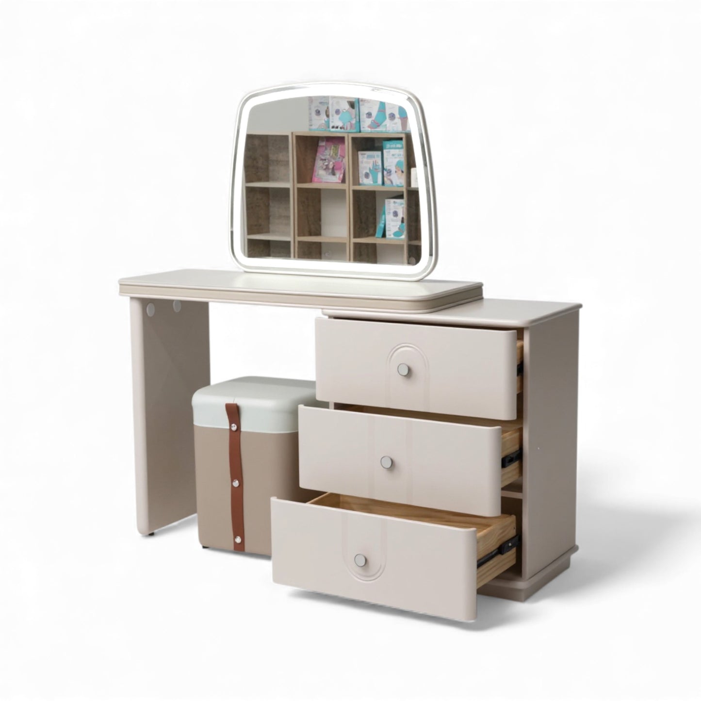 Dresser Table Cream LED Mirror With Stool  8522