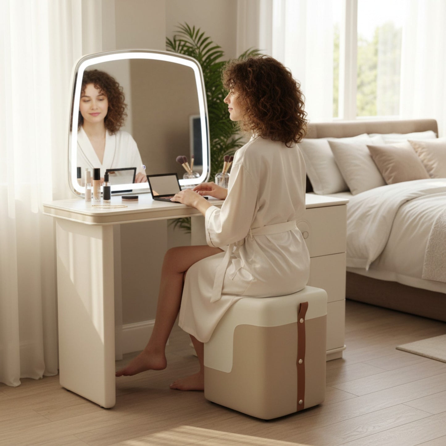 Dressing Table With Rectangle LED Mirror 9863