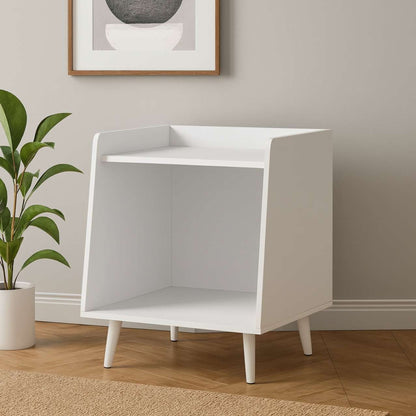 Dual Shelf Nightstand White